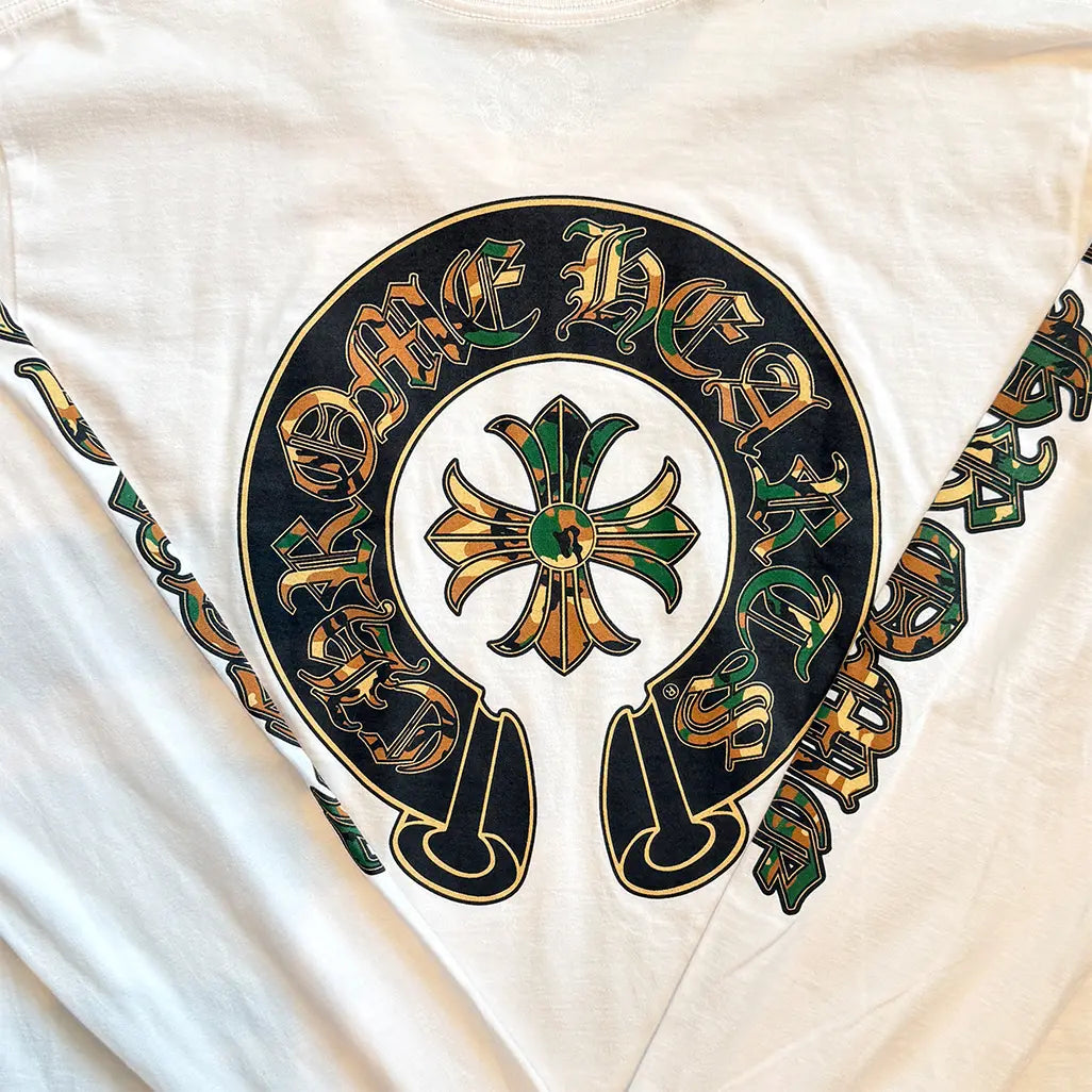 Chrome Hearts Horse Shoe Long-Sleeve T-Shirt 'White/Camo'