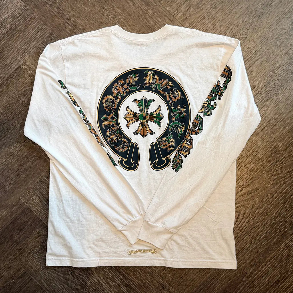 Chrome Hearts Horse Shoe Long-Sleeve T-Shirt 'White/Camo'