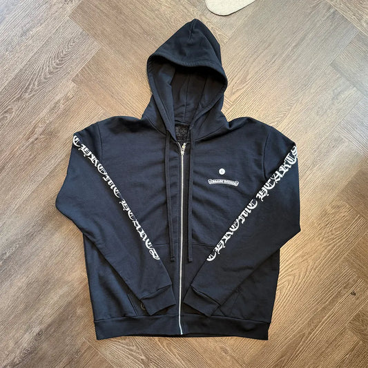 Chrome Hearts Scroll Logo Spellout Zip Up Hoodie