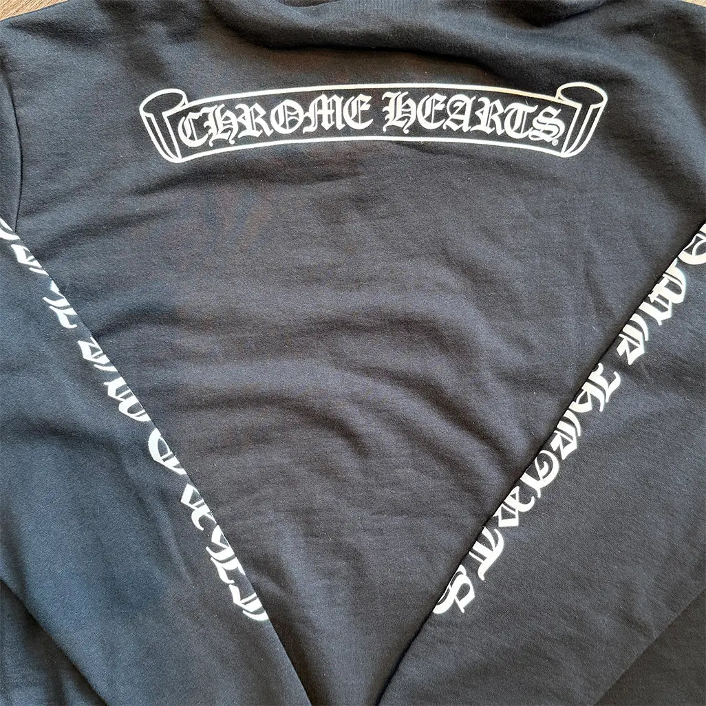 Chrome Hearts Scroll Logo Spellout Zip Up Hoodie