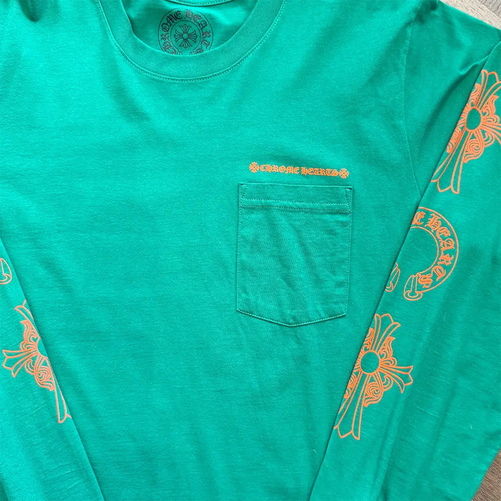 Chrome Hearts Green Logo-Embroidered Long-Sleeve T-Shirt