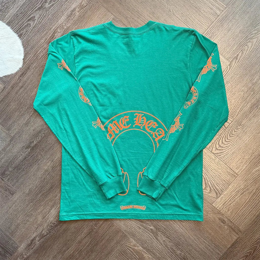 Chrome Hearts Green Logo-Embroidered Long-Sleeve T-Shirt