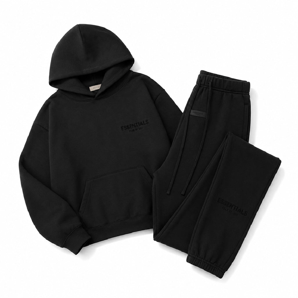 Fear of God Essentials Black Hoodie & Sweatpant Set