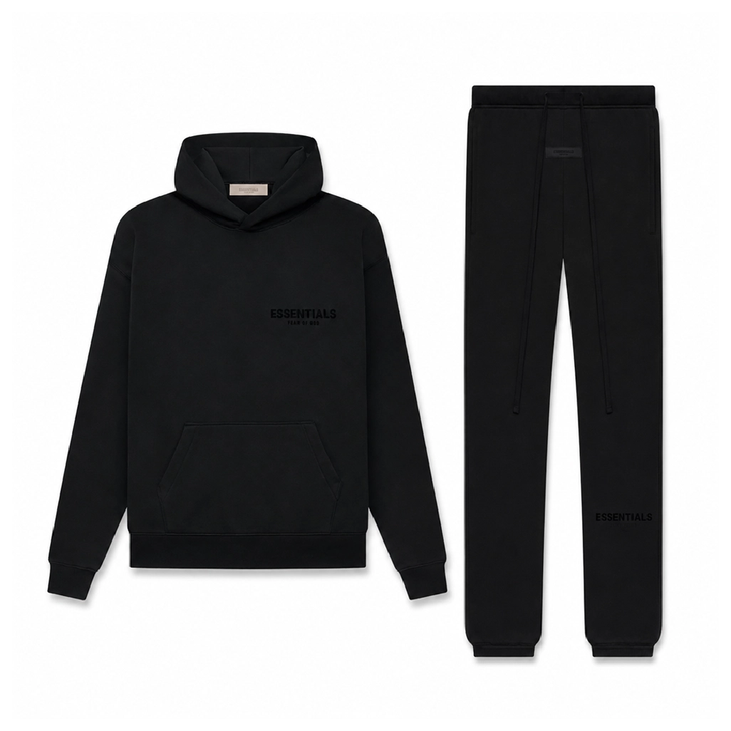 Fear of God Essentials Black Hoodie & Sweatpant Set