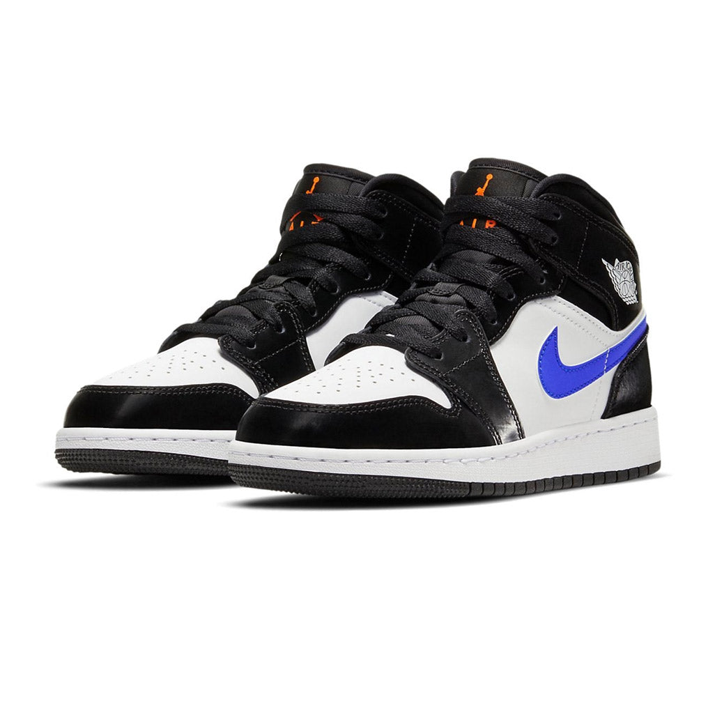 Air Jordan 1 Mid White Black Racer Blue GS