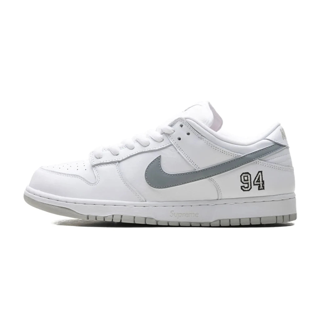 Nike SB Dunk Low Supreme 94 White Metallic Silver