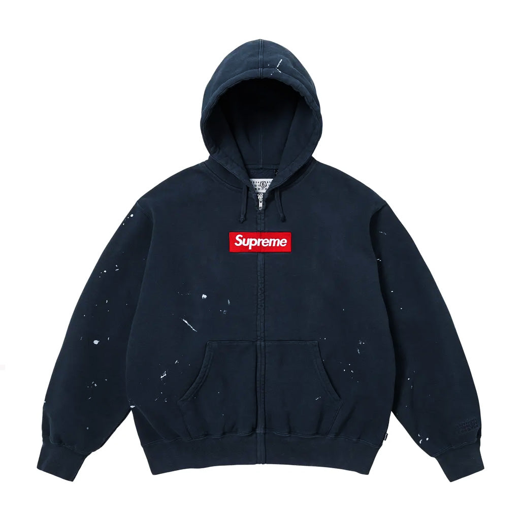 Supreme MM6 Maison Margiela Box Logo Zip Up Hooded Sweatshirt Navy