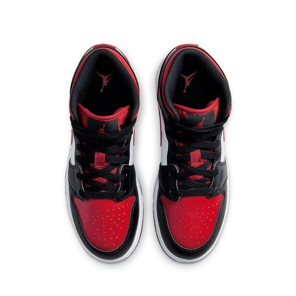Air Jordan 1 Mid Black Fire Red GS