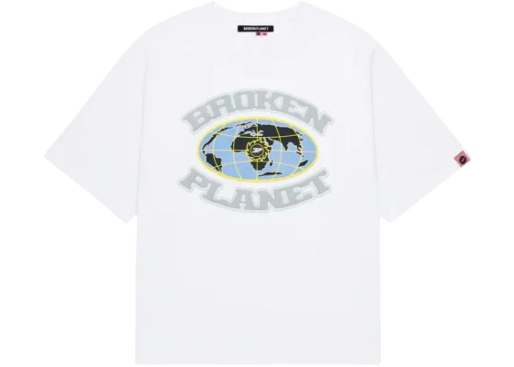 Broken Planet Grid T Shirt Snow White - 1