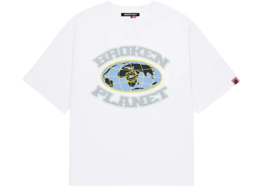 Broken Planet Grid T Shirt Snow White - 1