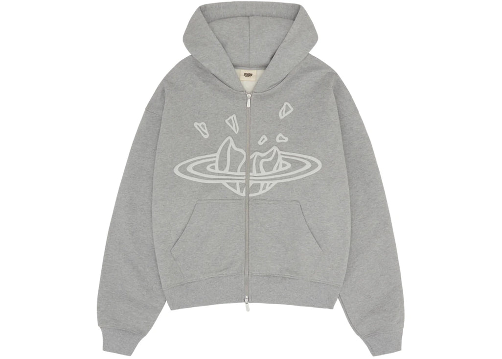 Broken Planet Zip Up Hoodie Heather Grey - 1