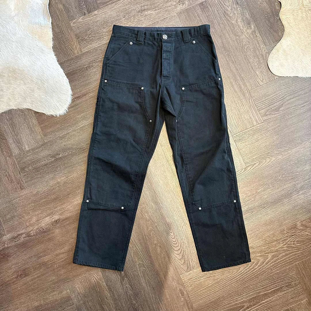 premium streetwear carpenter pants black