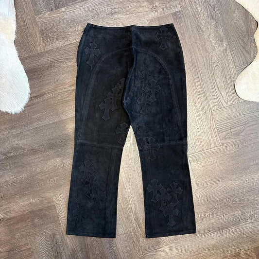 Chrome Hearts Black Velour Trousers Marlowe - 1
