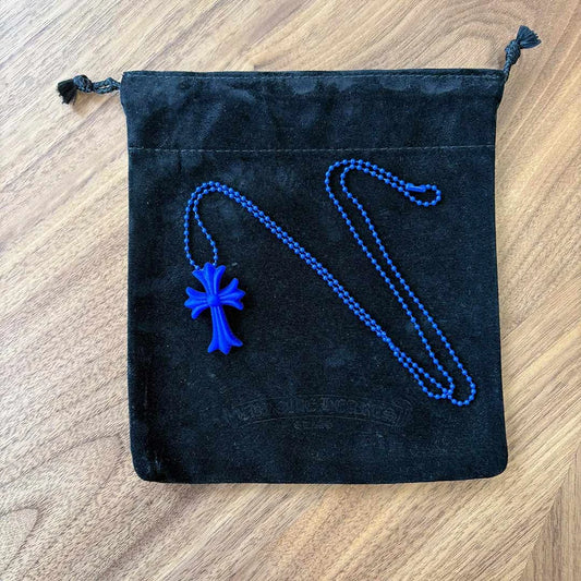 Chrome Hearts Blue Silicone Cross Necklace - 1