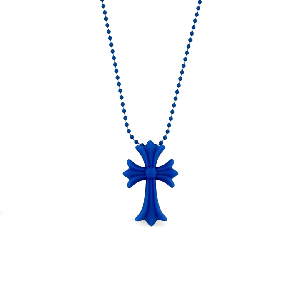 Chrome Hearts Blue Silicone Cross Necklace