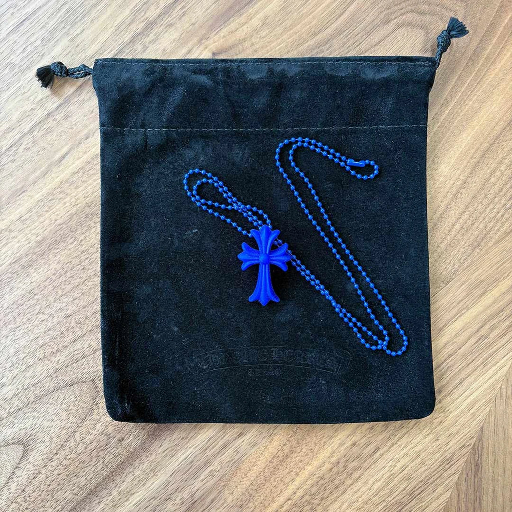 Chrome Hearts Blue Silicone Cross Necklace - 2