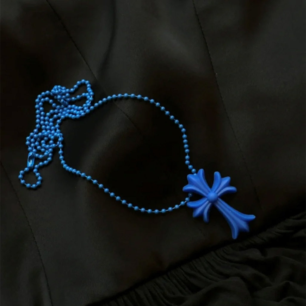 Chrome Hearts Blue Silicone Cross Necklace