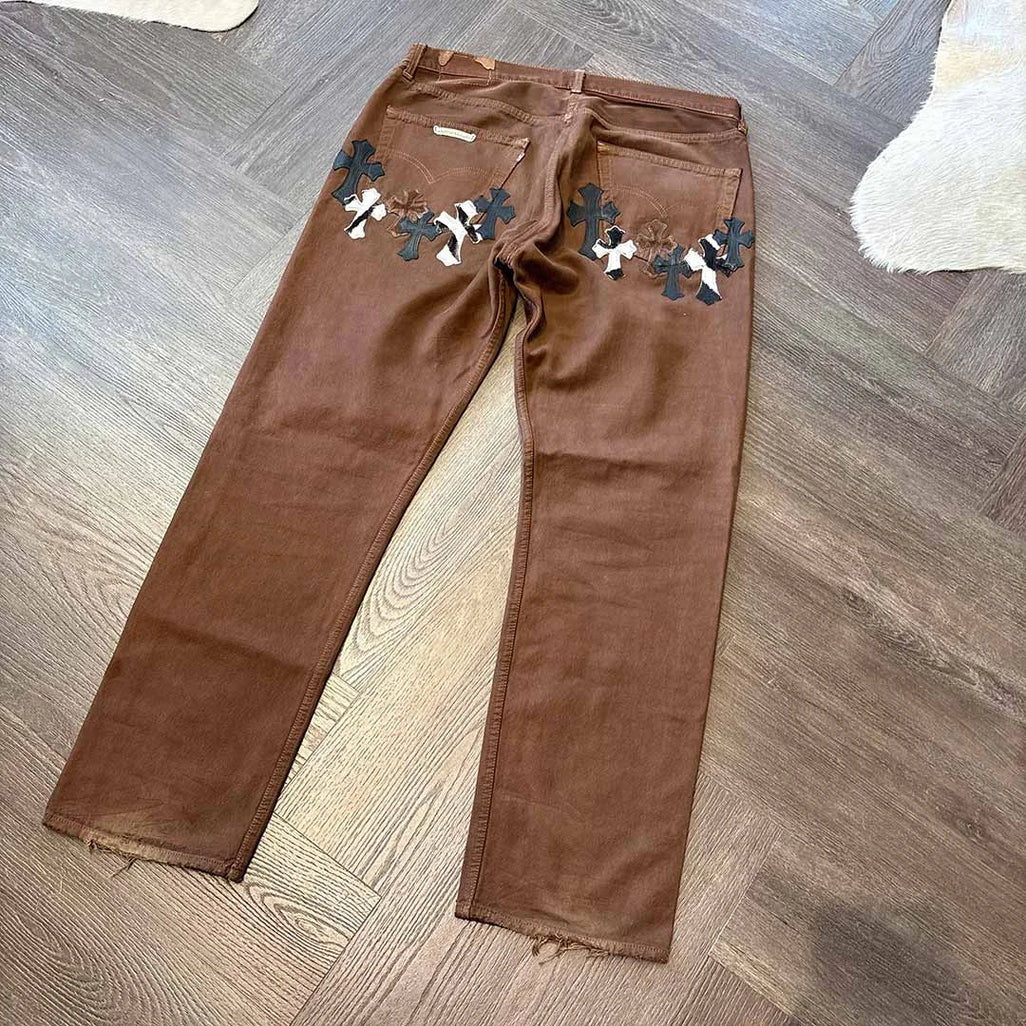 Chrome Hearts Brown Multi Patch Jeans - 5