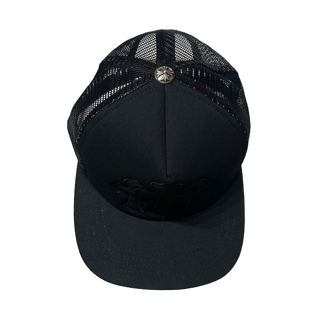 Chrome Hearts Cemetery Cross Leather Hat Black - 3
