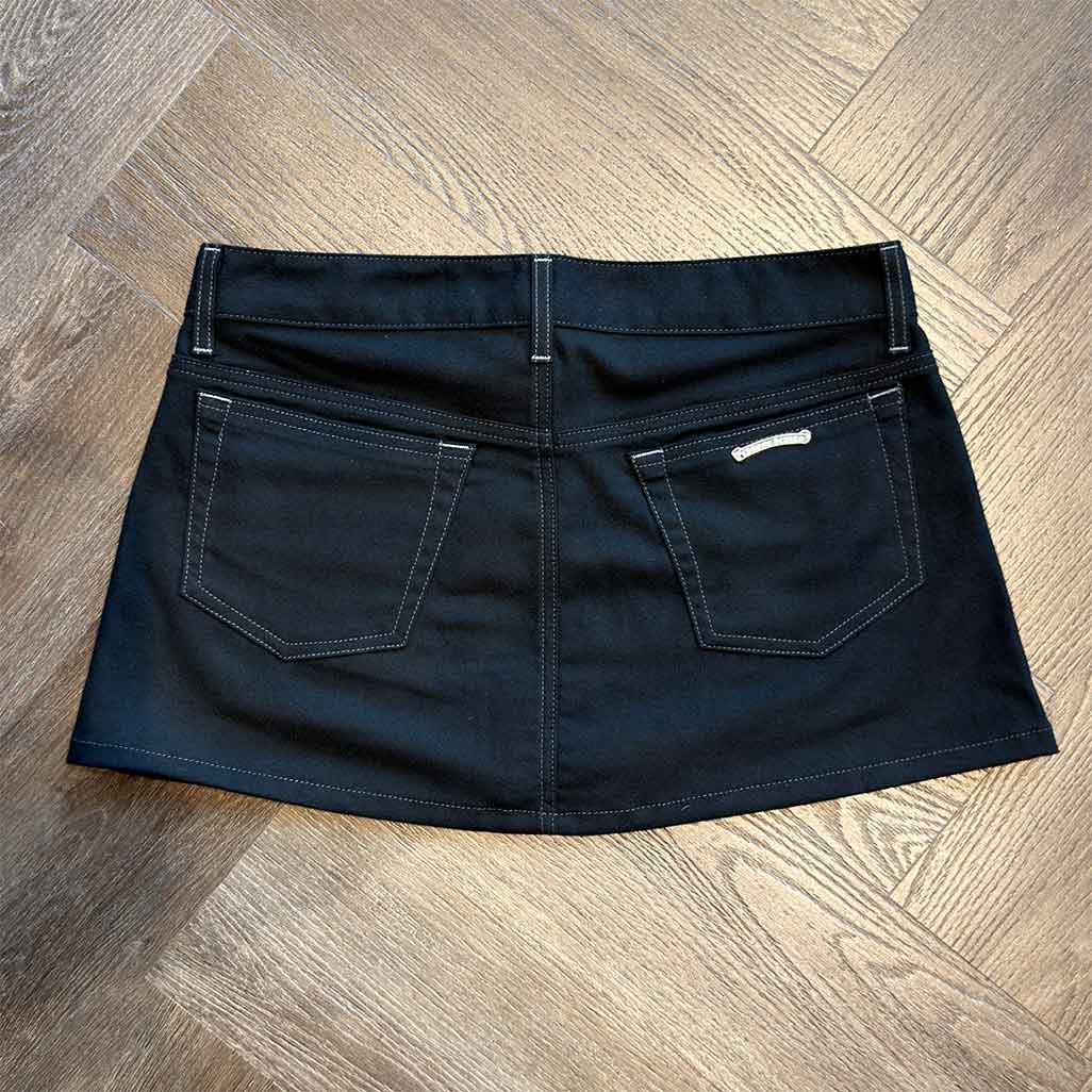 Chrome Hearts Cross Patch Black Denim Mini Skirt