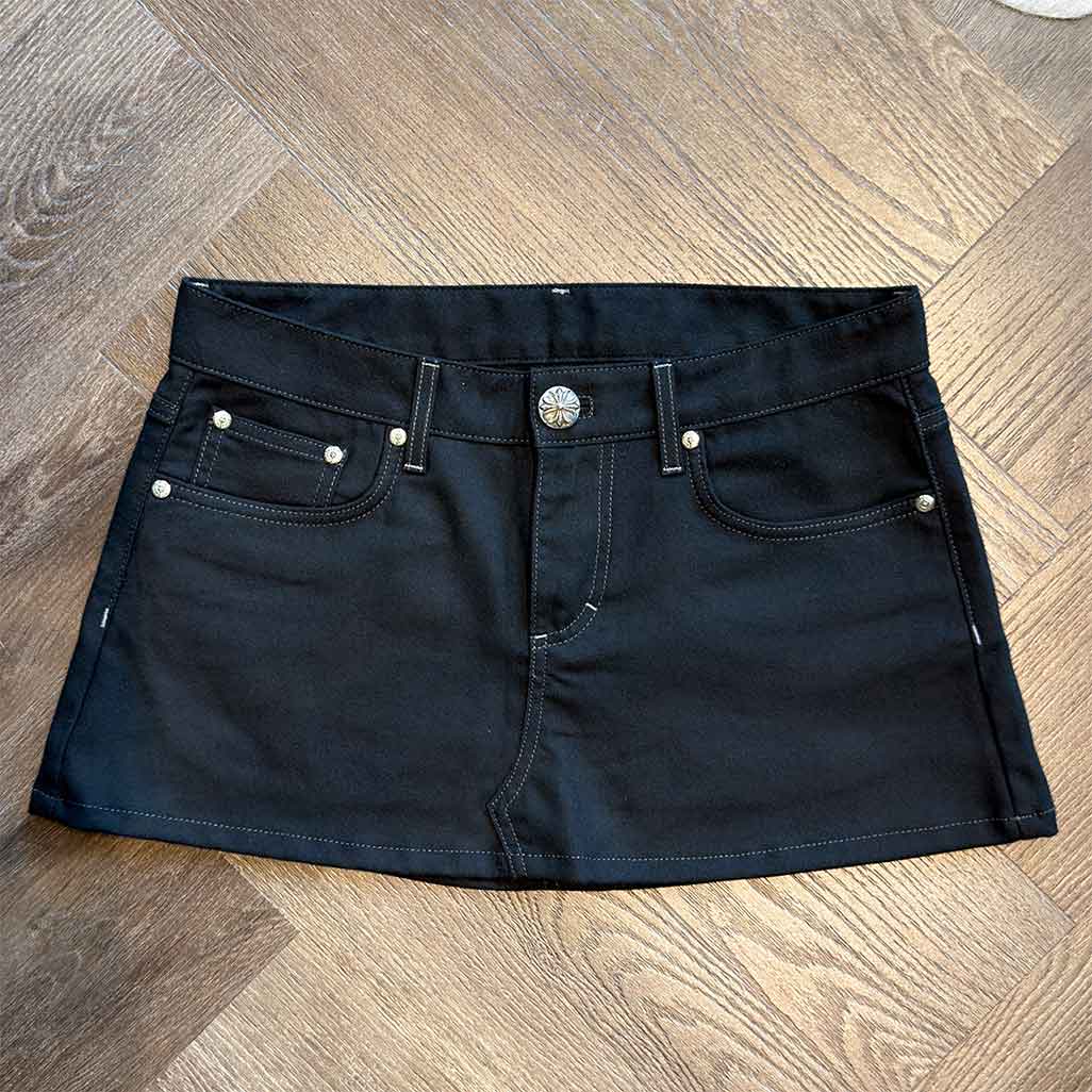 Chrome Hearts Cross Patch Black Denim Mini Skirt
