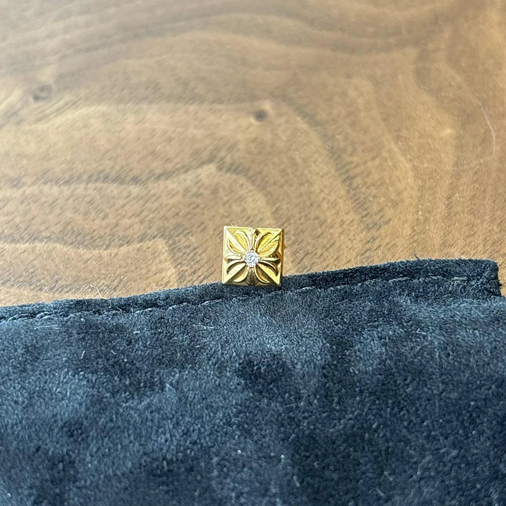 Chrome Hearts Gold Diamond Earring Stud - 1
