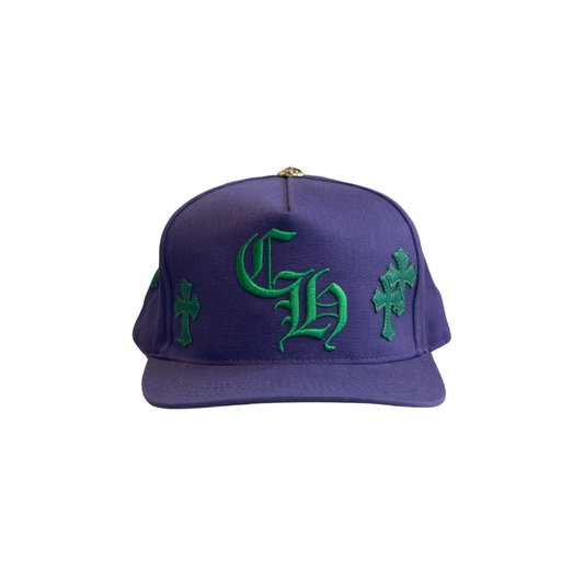 Chrome Hearts Green Cemetery Cross Patch Purple Snapback Hat