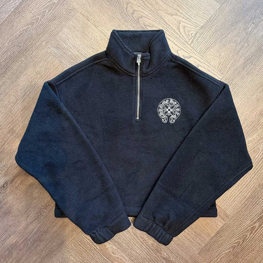 Chrome Hearts Half Zip Horse Shoe Jacket Black - 1