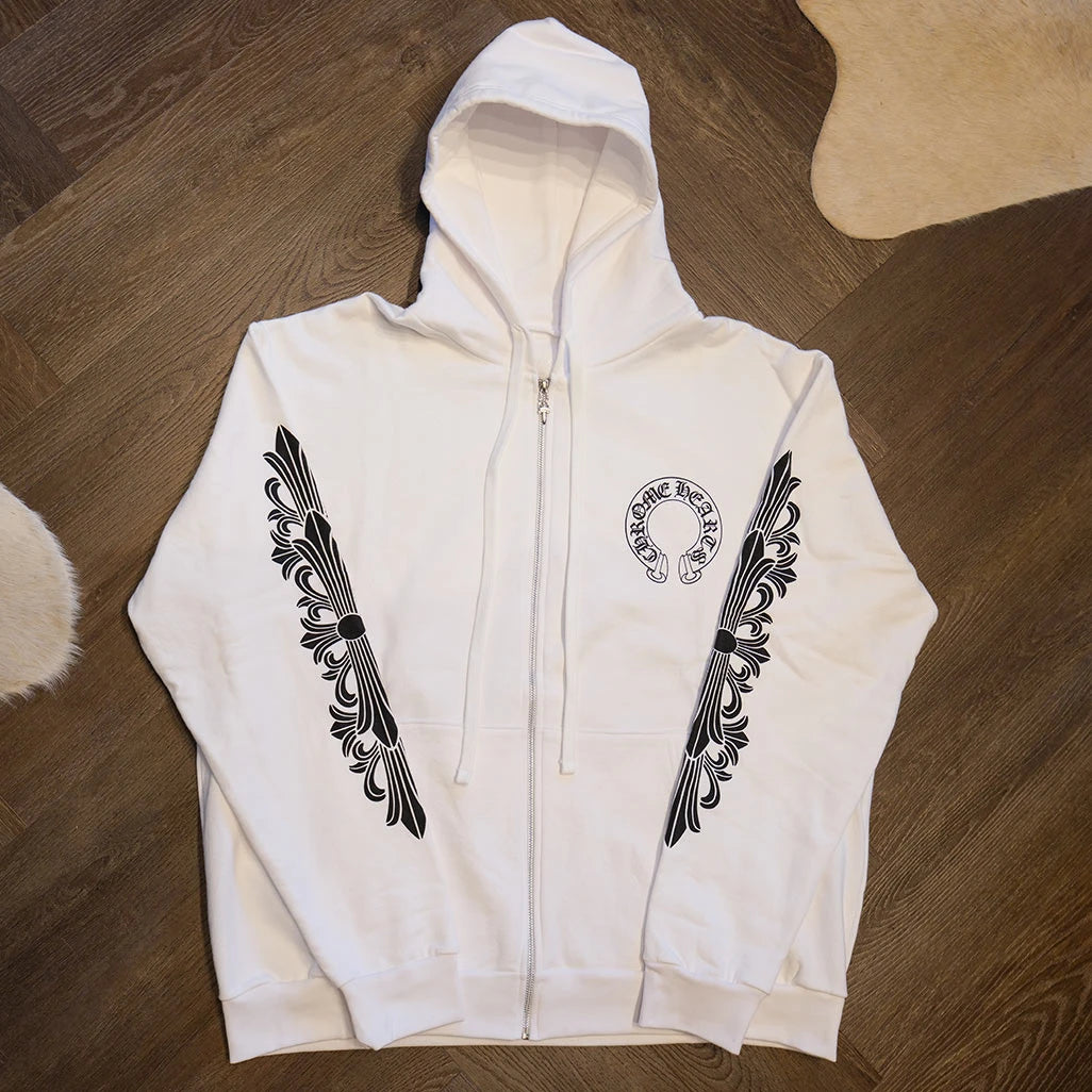 Chrome Hearts Horseshoe Floral White Hoodie - 1