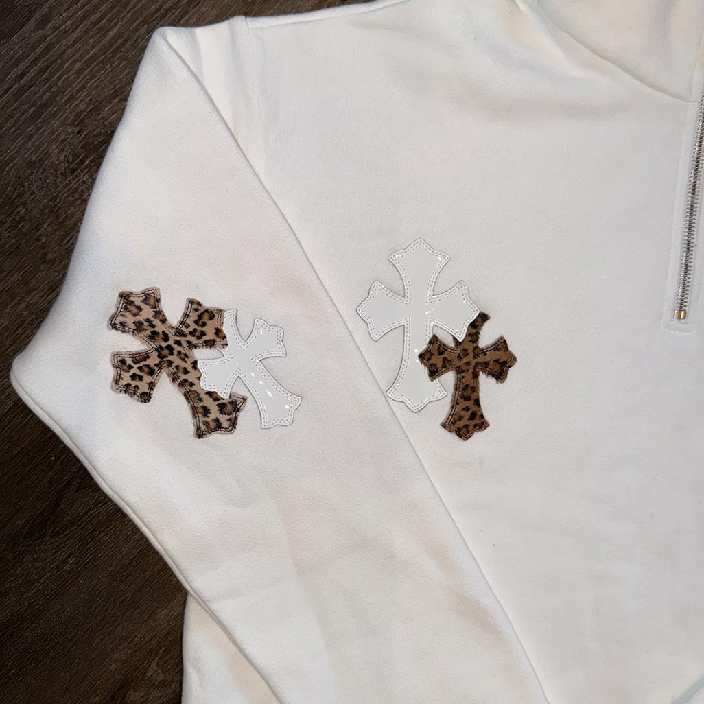 Chrome Hearts Leopard Patch Flooded 1/4 Zip Jumper