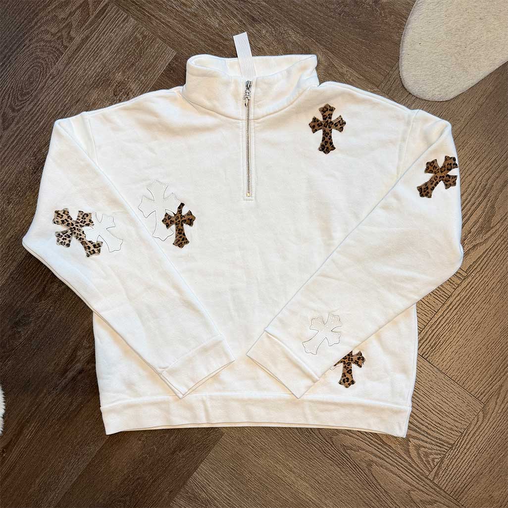 Chrome Hearts Leopard Patch Flooded 1/4 Zip Jumper