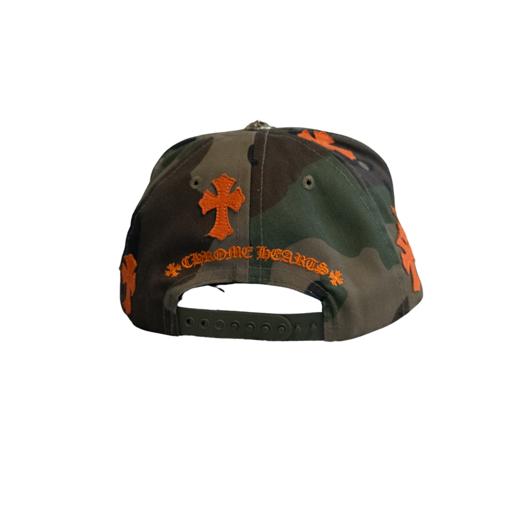 Chrome Hearts Orange Cemetery Cross Patch Camo Snapback Hat