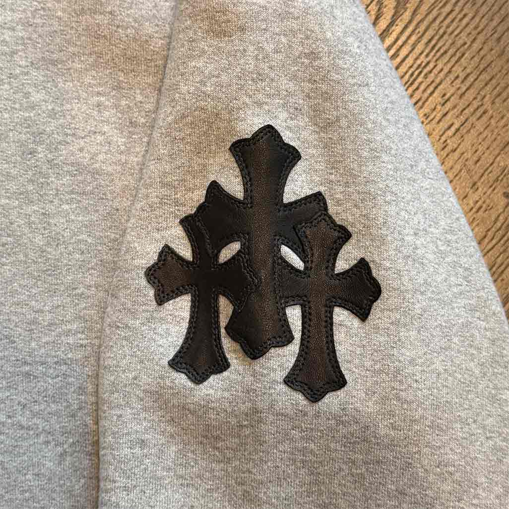 Chrome Hearts Paper Jam Triple Cross Hoodie Heather Grey