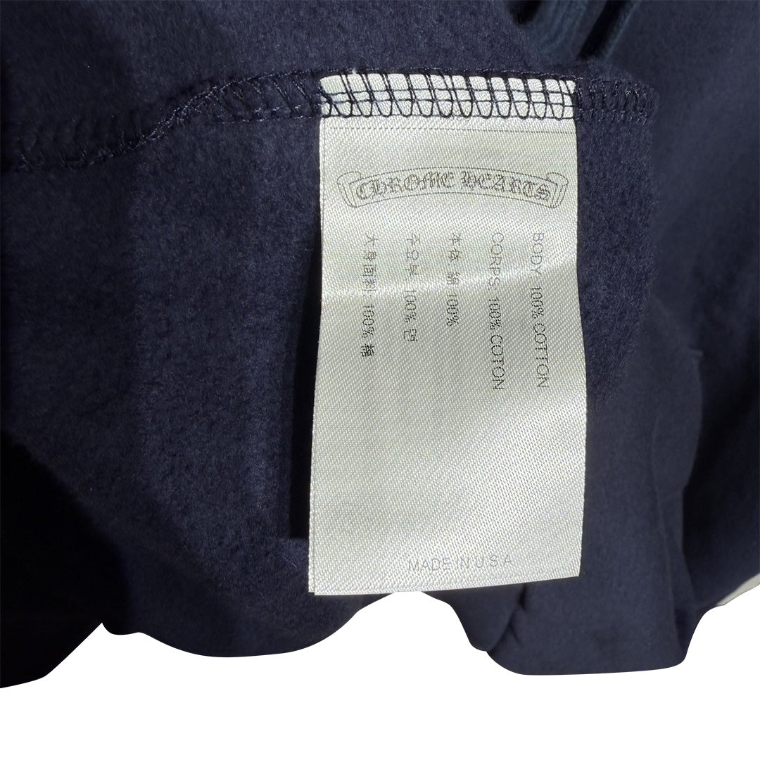 Chrome Hearts Script Logo Hoodie Navy Yellow - 3