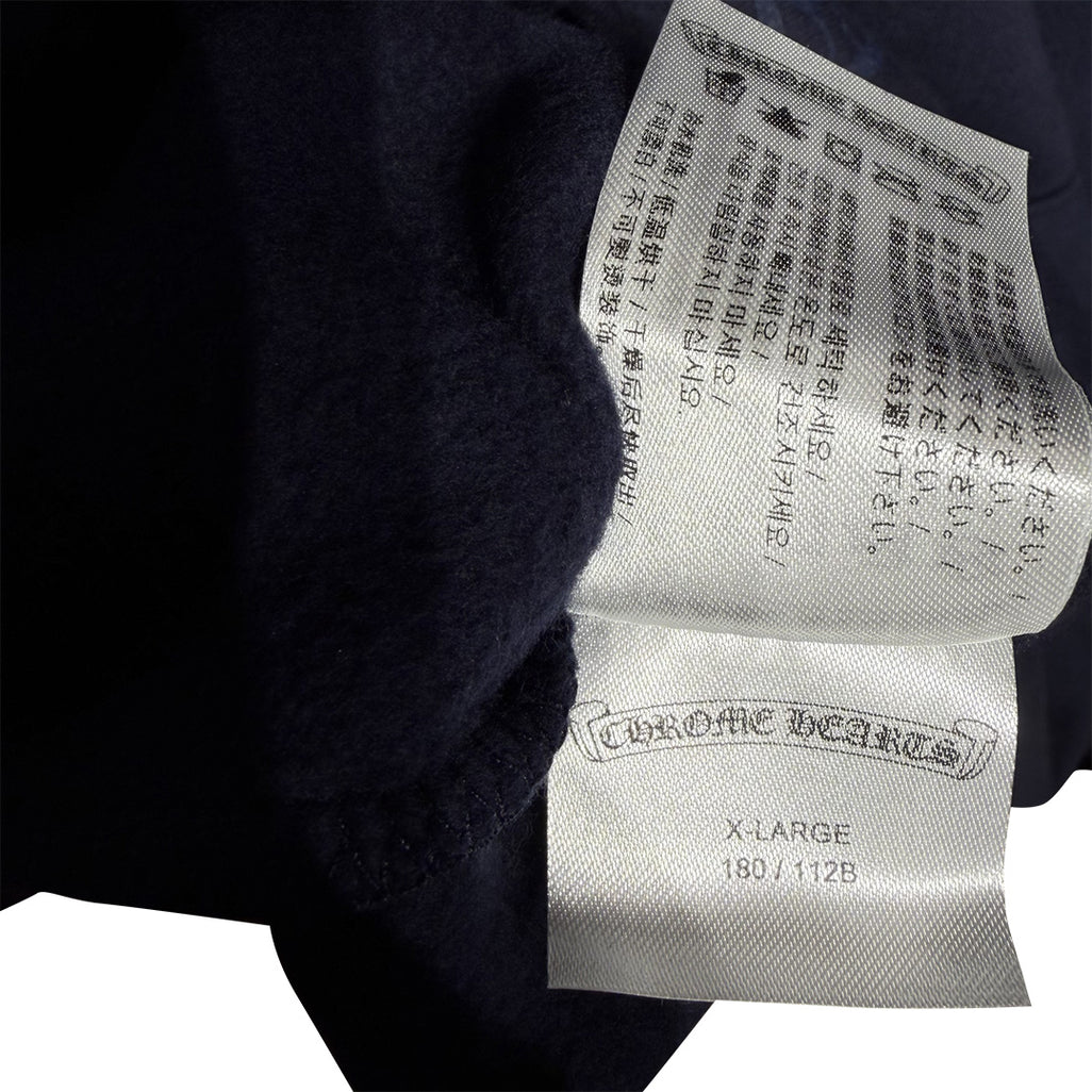 Chrome Hearts Script Logo Hoodie Navy Yellow - 4