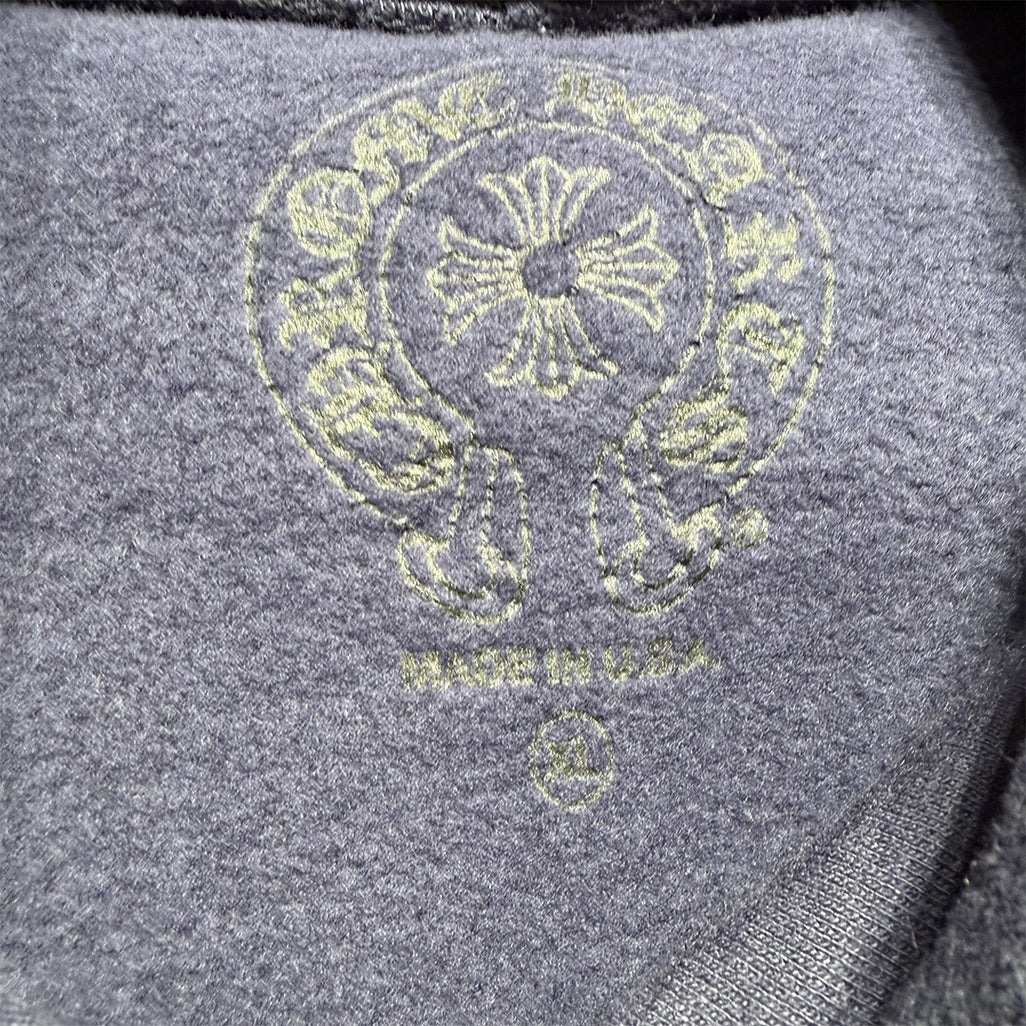 Chrome Hearts Script Logo Hoodie Navy Yellow - 5