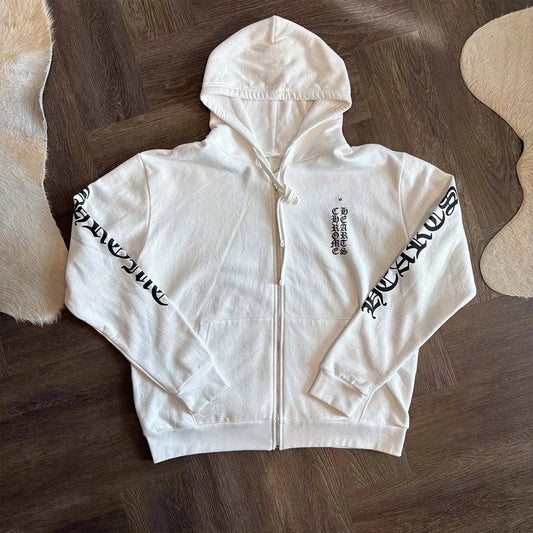 Chrome Hearts Scroll Logo White Black Hoodie - 1