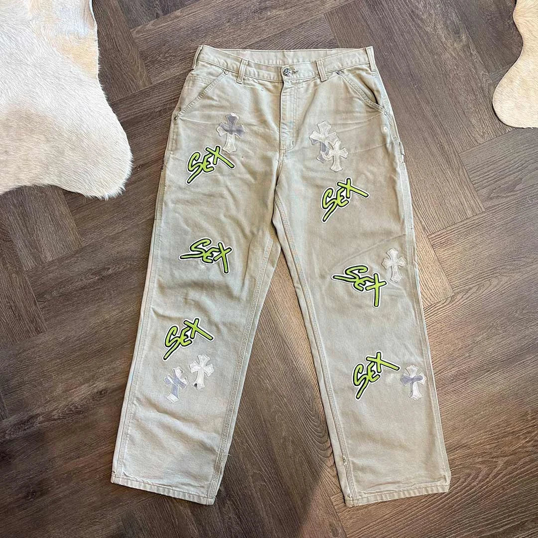 Chrome Hearts Sex Records Carpenter Beige Jeans - 1