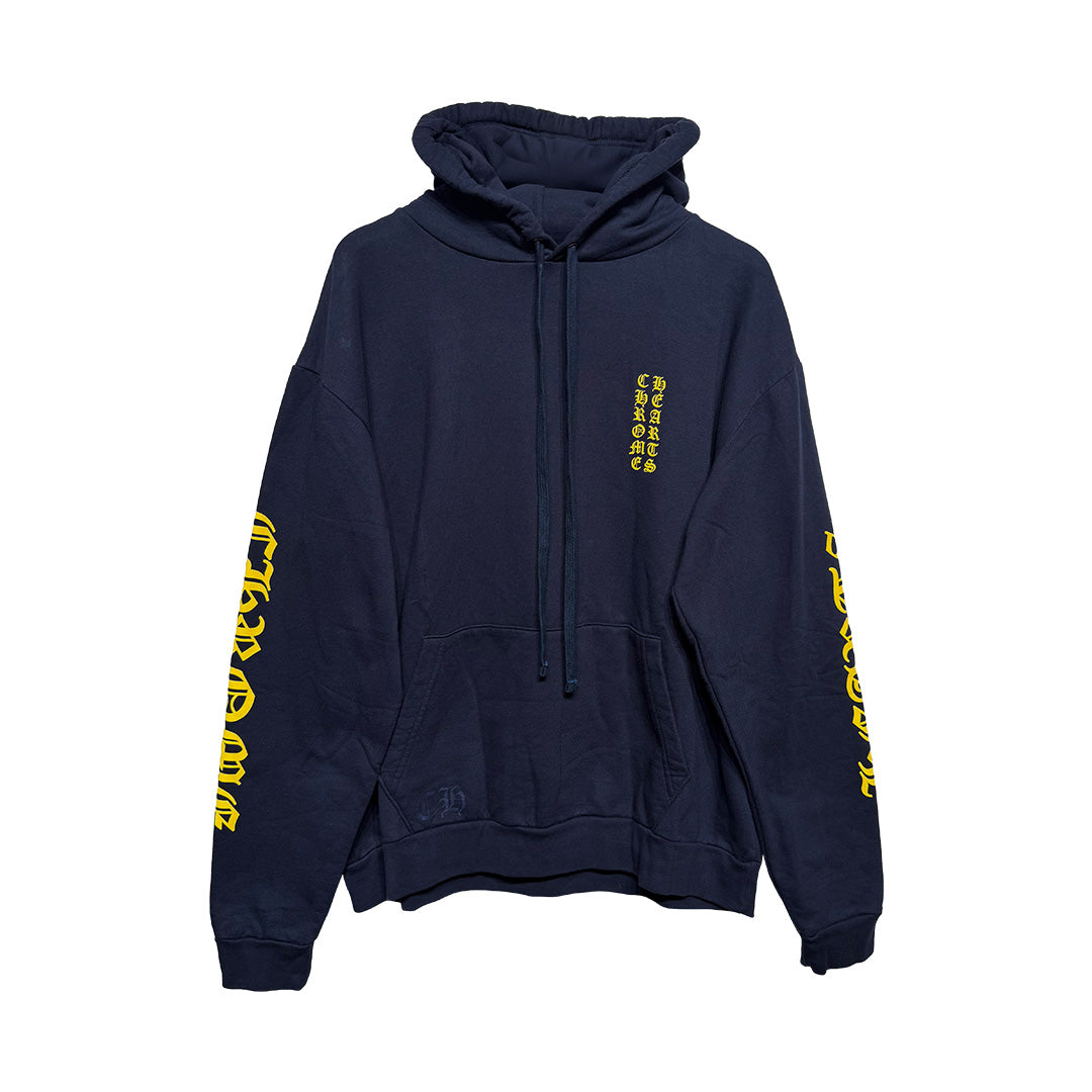 Chrome Hearts Spell Out Hoodie Navy Yellow - 1
