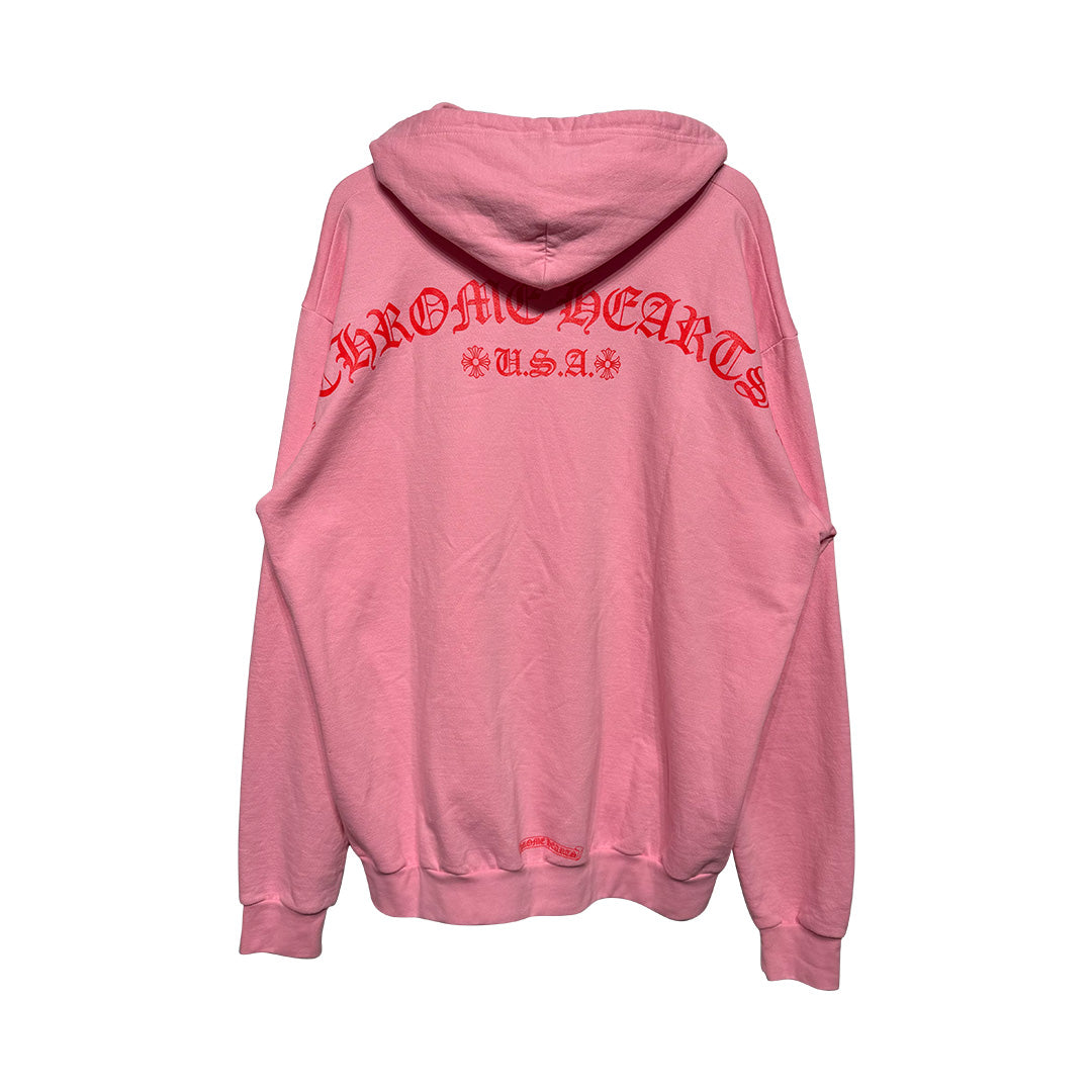 Chrome Hearts Spell Out Pink Hoodie - 1