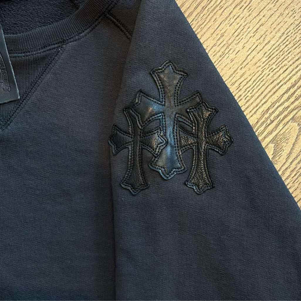 Chrome Hearts Triple Leather Cross Patch Crewneck Sweatshirt