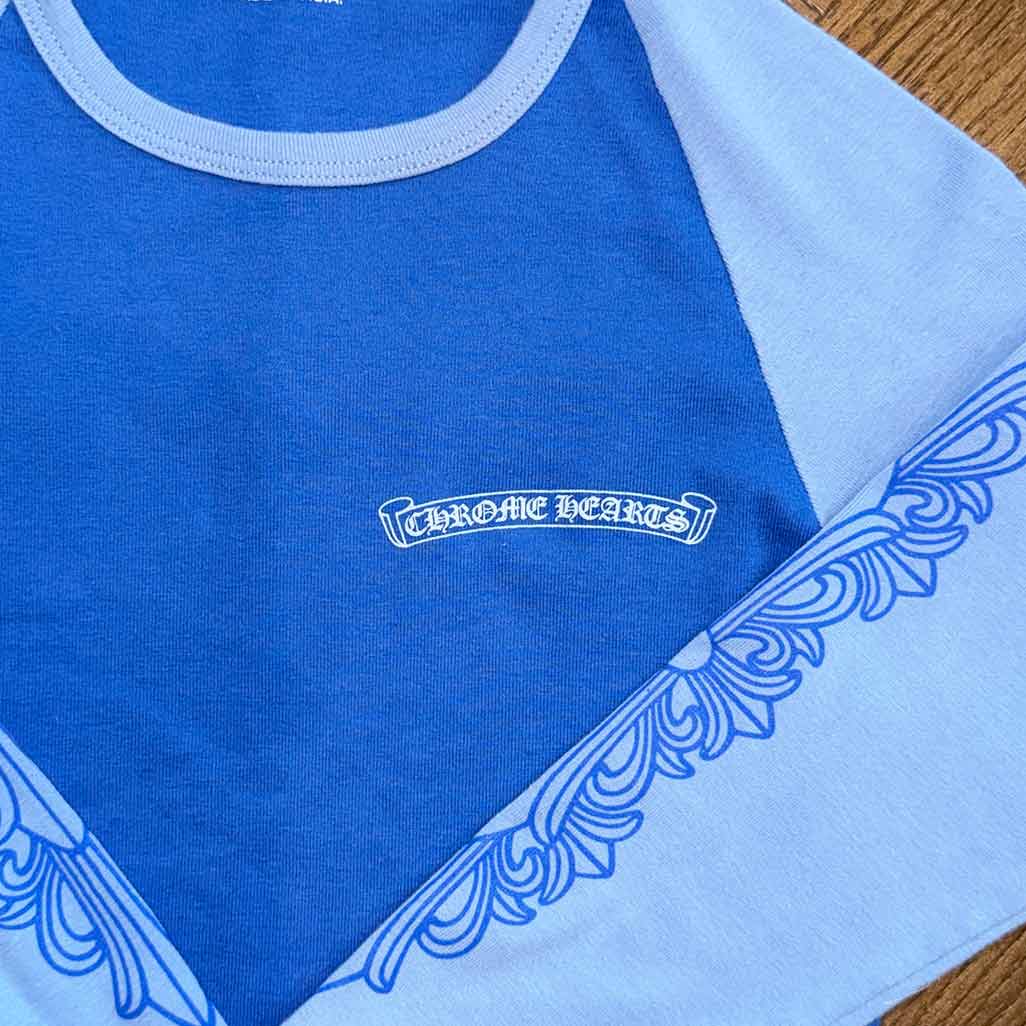 Chrome Hearts Cotton Two Tone Blue Floral Womens Top