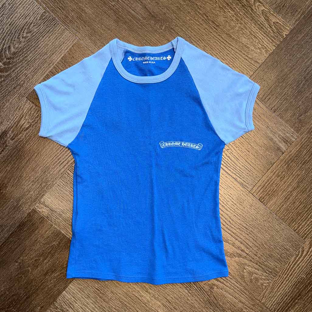 Chrome Hearts Cotton Cropped Top Two Tone Blue