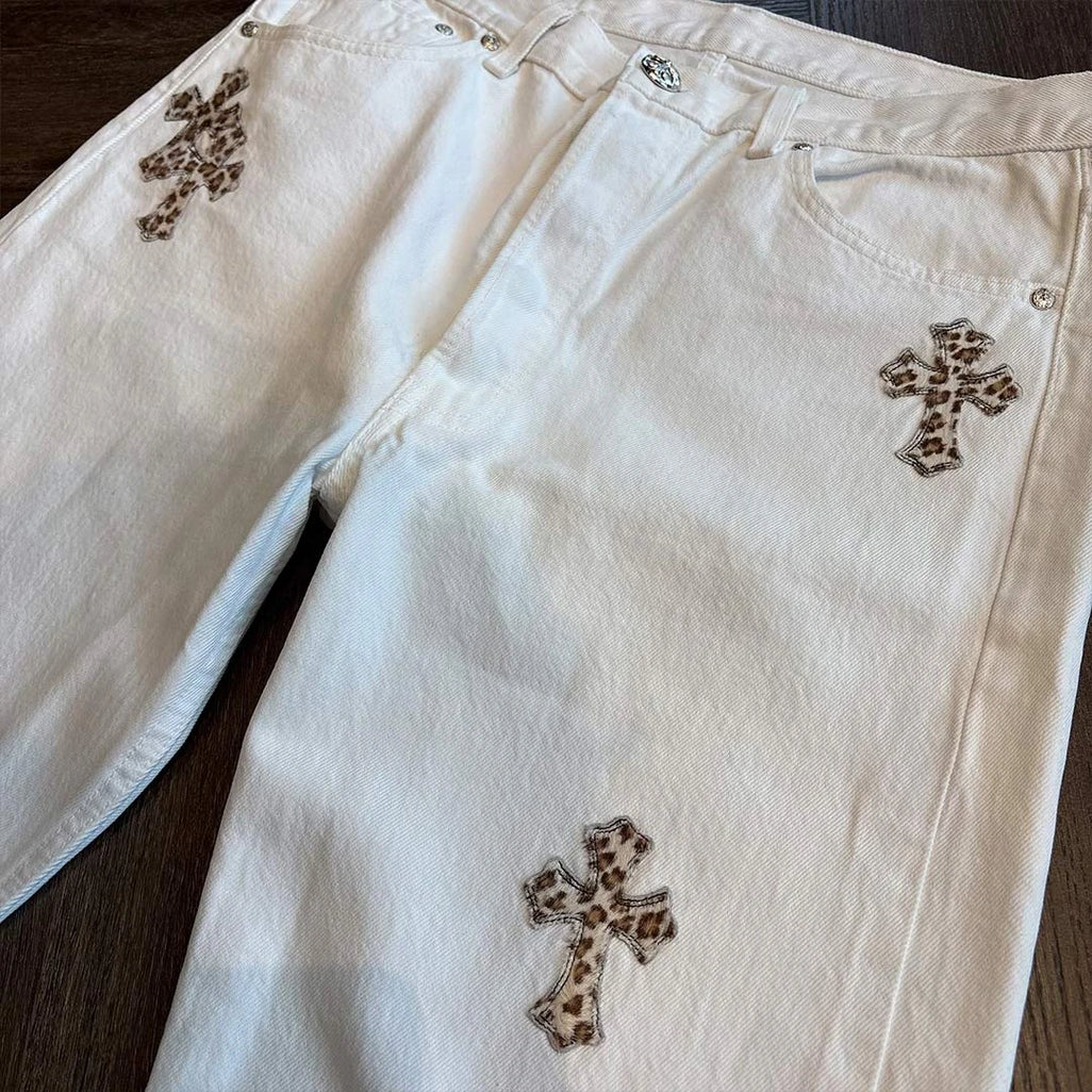 Chrome Hearts White Leopard Denim Jeans - 4
