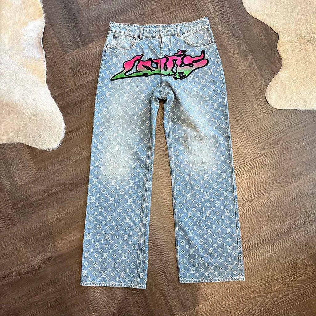 Louis Vuitton Supreme Monogram Blue Red Jeans - 1
