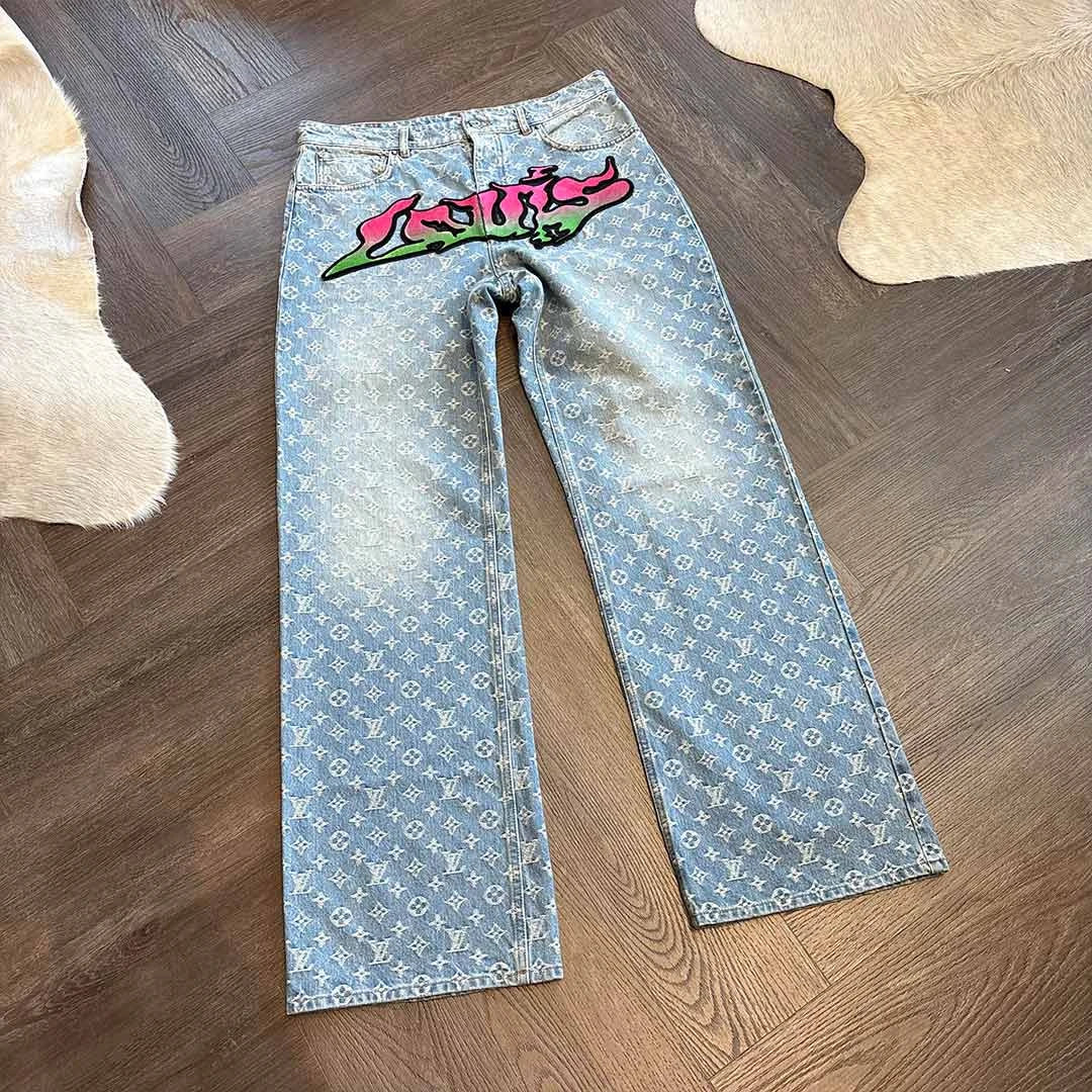 Louis Vuitton Supreme Monogram Blue Red Jeans - 3
