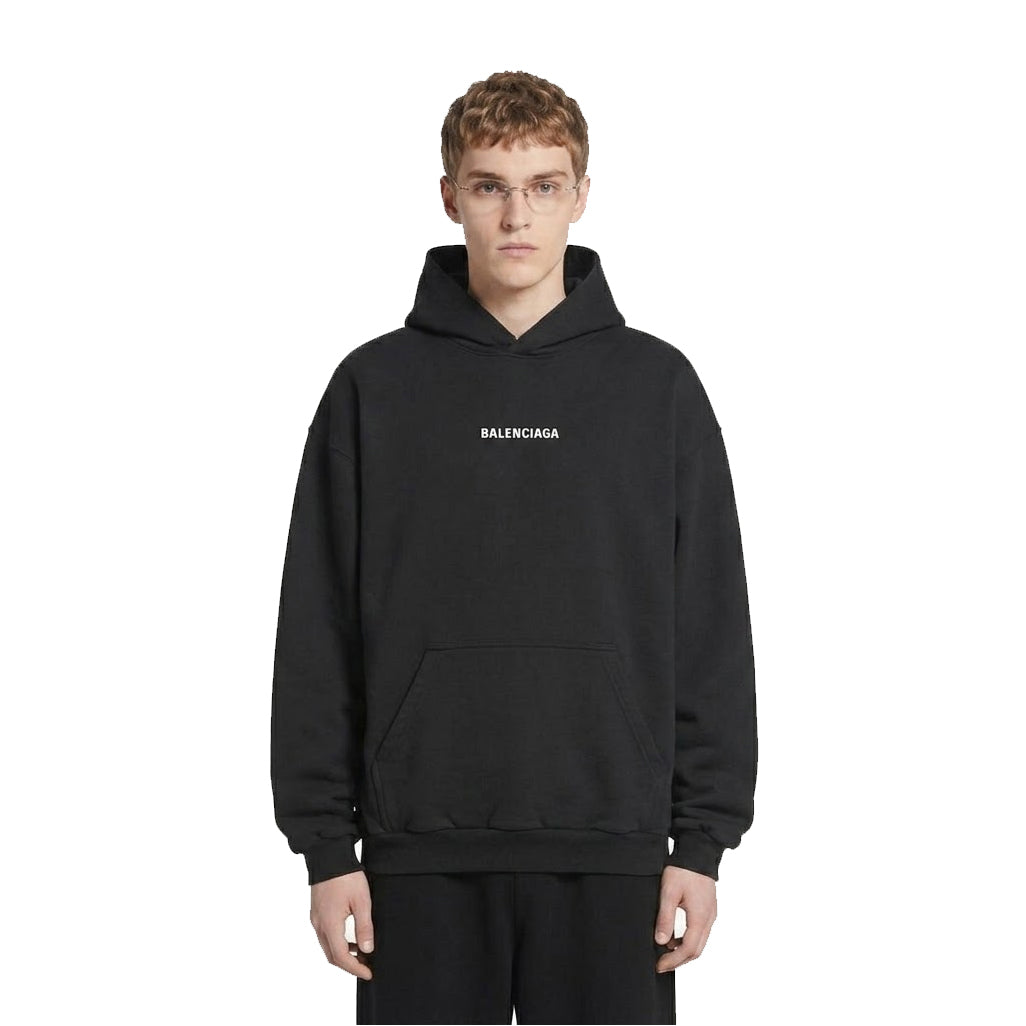 Balenciaga Black Medium Fit Logo Hoodie