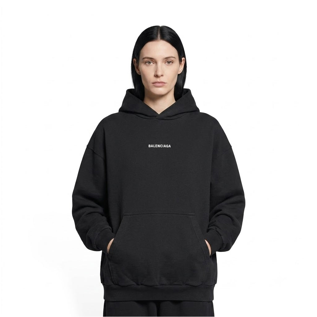 Balenciaga Black Medium Fit Logo Hoodie