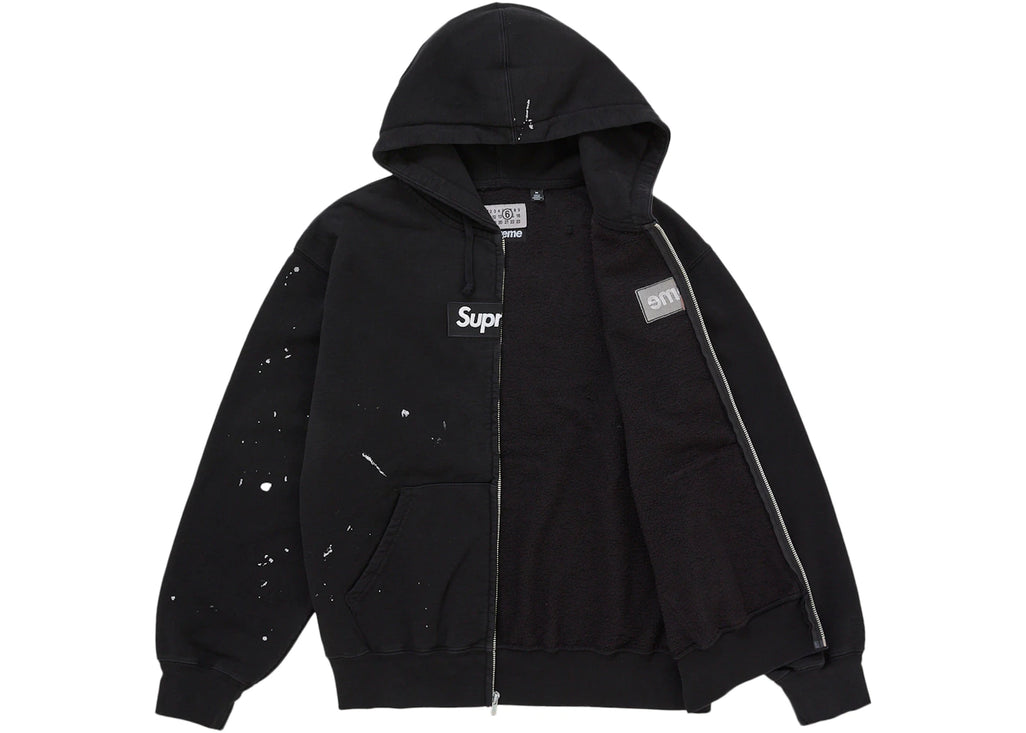 Supreme MM6 Maison Margiela Box Logo Zip Up Hooded Sweatshirt Black
